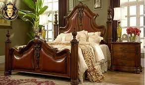 Antique Style Carved Teak Wood Bed