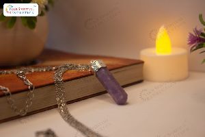 Your Spiritual Revolution Natural Lepidolite Pencil Pendant Chakra Reiki Healing Pink Purple Gemston