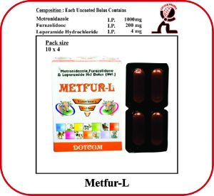 Metronidazole 1000 Mg With Furazolidone 200 Mg Loperamide Hcl 4 Mg Bolus BOLUS METFUR - L