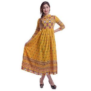 Ladies Anarkali Printed Cotton Kurti