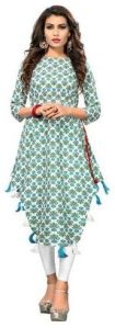 Ladies Printed Cotton Tassel Kurti