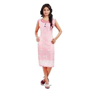 Ladies Sleeveless Printed Cotton Kurti