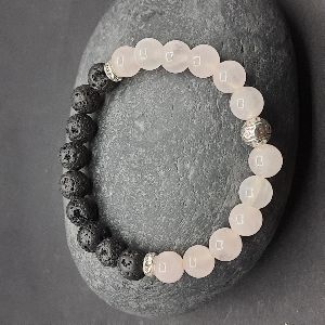 Lava and Rose quartz bracelet and Mala