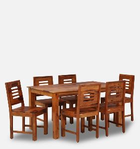 Decent Solid Wood 6 Seater Dining Table Set