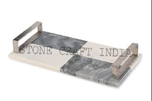 Marble Trays with Metal Handles