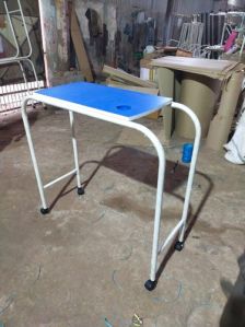 Rectangular Polished Stainless Steel Patient Overbed Table, For Hospital, Size : Standard
