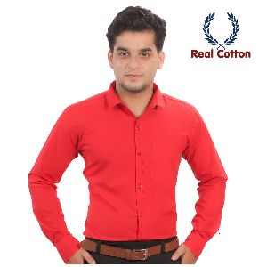 Real Cotton Carrot Color Plain Fashion Men's Shirt