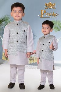 V Prabha Kids Kurta Pajama and Jacket
