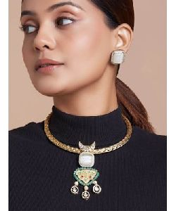 Gold Jade Necklace Set