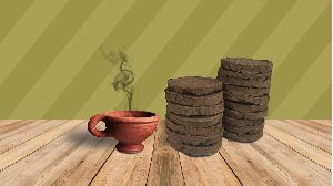 Dried Cow Dung Cakes, DESI Gobar Upla Organic for Agnihotra Hawan Pujan &amp;amp; Religious Purpose