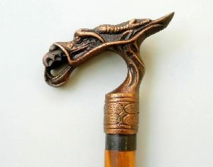 Gothic Dragon Brass Wooden Walking Stick