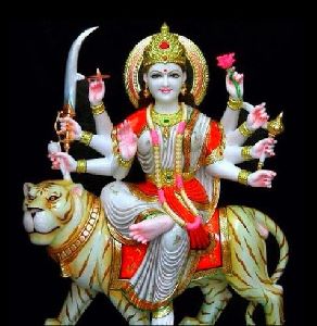 Multicolor Marble Durga Maa Statue