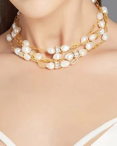 Gold Plated Fresh Water Pearls Necklace