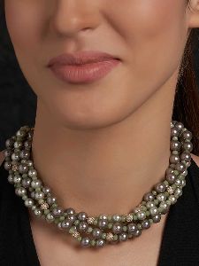 Greenish Grey Shaded Shell Pearl Necklace