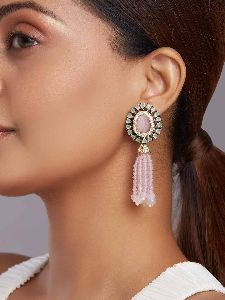 Pink Monalisa Beaded Drop Earrings