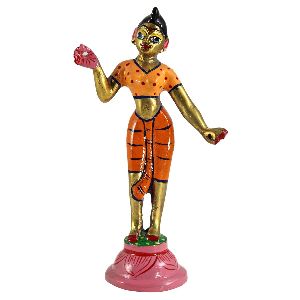Brass Hand Painted Radha Statue