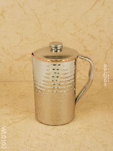 Copper with Stainless Steel Jug Set Hammered