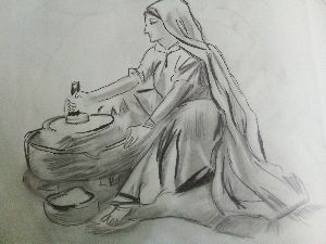 Lady sketching