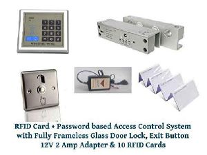 RFID Card Password Based Access Control System with Fully Frameless Glass Door Lock with Accessory