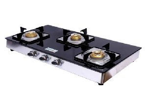 3 Burner Black Glass Stove