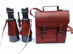 AGSB-07 Brass Binocular with Leather Box