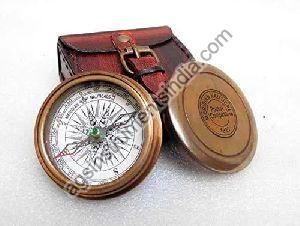 Brass Poem Compass with Leather Box