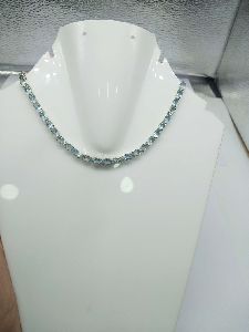 925 Sterling Silver Aquamarine Tennis Necklace