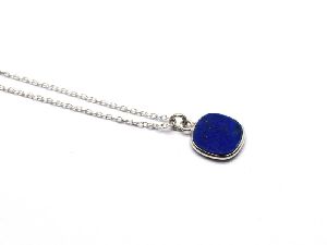 925 Sterling Silver Lapis Lazuli Minimalist Bezel Necklace