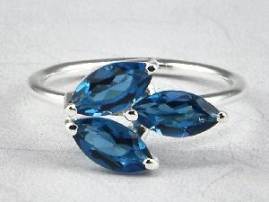 925 Sterling Silver London Blue Topaz Quartz Silver Ring