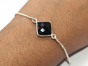 925 Sterling Silver Natural Black Onyx Bracelet