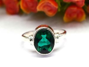 925 Sterling Silver Natural Emerald Quartz Handmade Ring