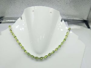 925 Sterling Silver Peridot Tennis Necklace