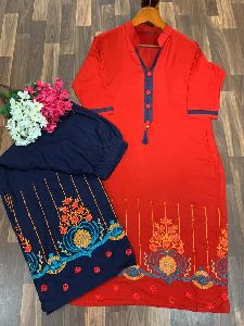 Straight 3/4th Sleeve Rayon Kurti And Palazzo With Embroidery Work In Black  Colour at Rs 650/piece in Jaipur