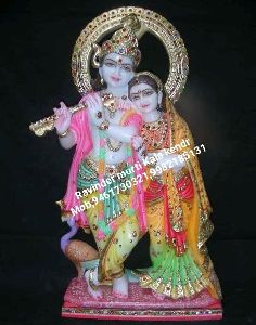 Multicolor Marble Radha Krishna Statue