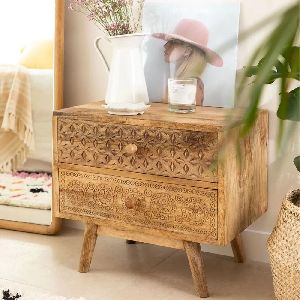 traditional style solid wood bedside table