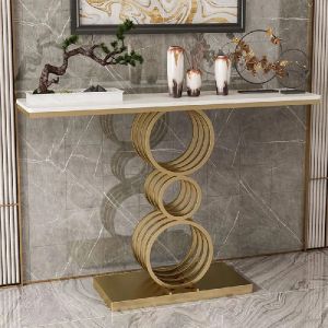 metal base white narrow console table