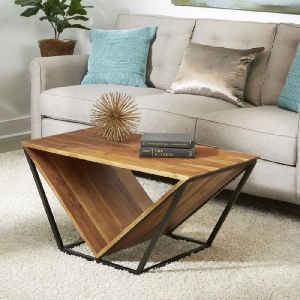 Wooden Top Triangular Coffee Table