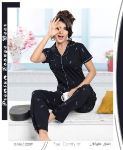 Cotton Printed Rayon Night Suit, Feature : Anti-Wrinkle, Comfortable, Easily Washable