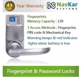 Biometric Door Digital Lock based on Fingerprint + Password + Mechanical Key Model - NS-3398