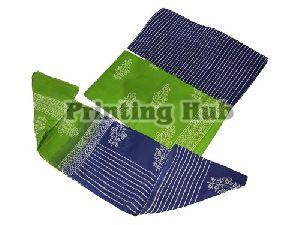 Light Green and Blue Hand Block Unstitched Suit Material