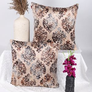60cms x 60cms brown 2 pieces velvet cushion covers