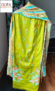 embroidery georgette dupatta hand painted suit