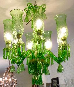 Vinteg glass light green chandelier