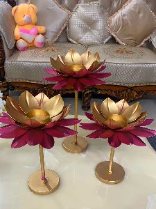 diwali festive lights home lotus flower shape tealights candle holder