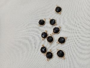 black onyx silver cap checker cut gemstone