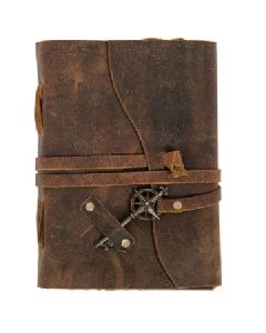 vintage key leather diary