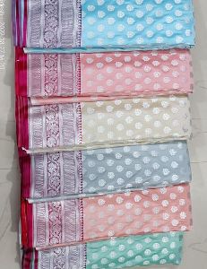 Banarasi Silk One Side Border Weaved Brocade Fabric