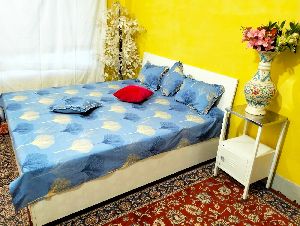 Blue Yellow Double Bed Sheet