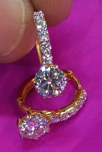 18K Gold Mossainite Diamond Bali Earrings