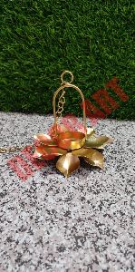 Gold Metal Lotus Hanging Candle Holder